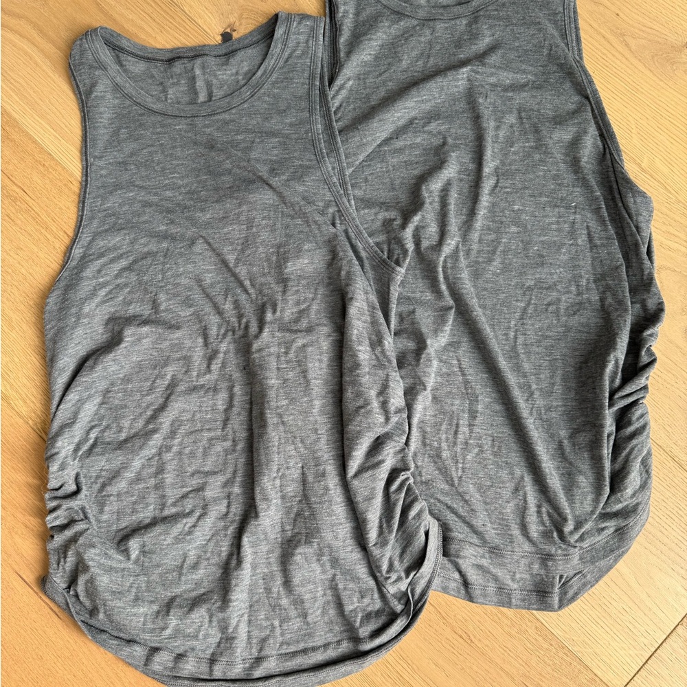 Lululemon bundle- 2 Gray Sleeveless Women's Top and 1 black leggings